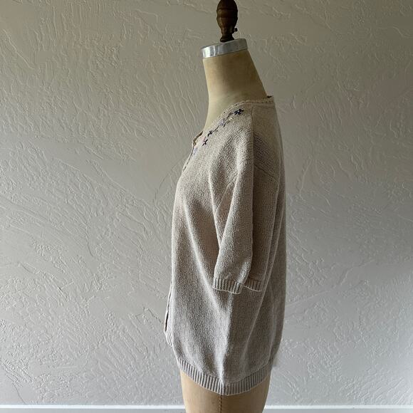 NORTHERN REFLECTIONS | Womens Sweater Vintage Ramie Pointelle Embroidered Large - Picture 9 of 10